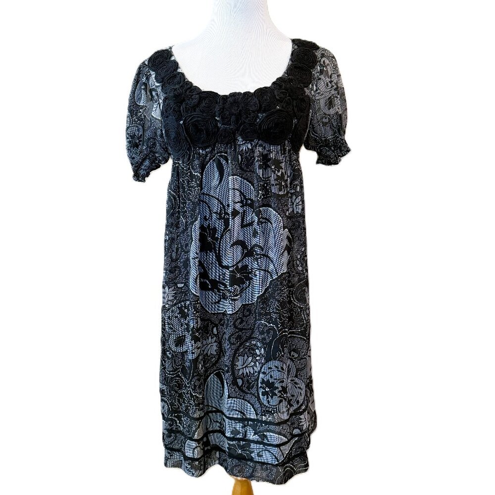 ICE Petite Size 8P Black Print with Rosette Detail